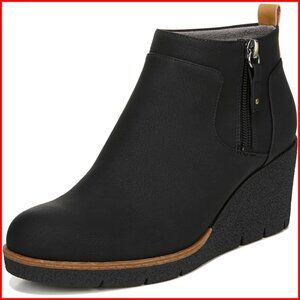 Black Wedge Ankle Boot with Side Zip - Women